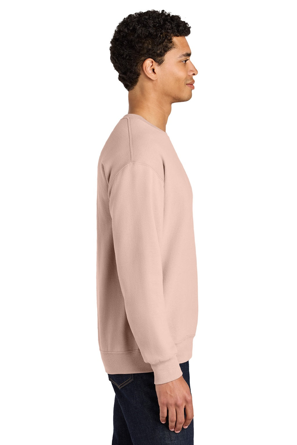 Jerzees IC48M Mens Ultimate CVC Crewneck Sweatshirt Blush Pink Model Side