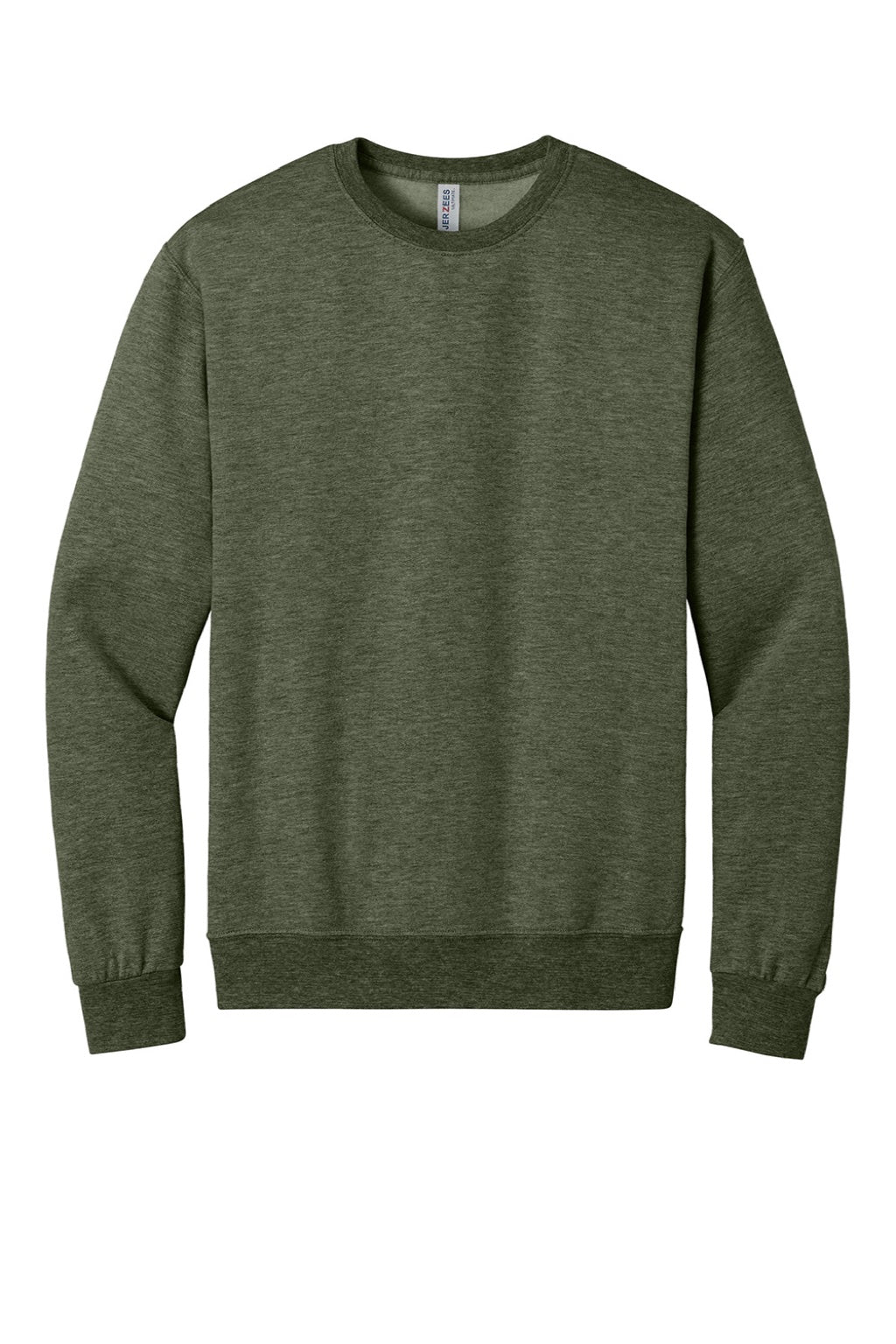 Jerzees IC48M Mens Ultimate CVC Crewneck Sweatshirt Heather Military Green Flat Front