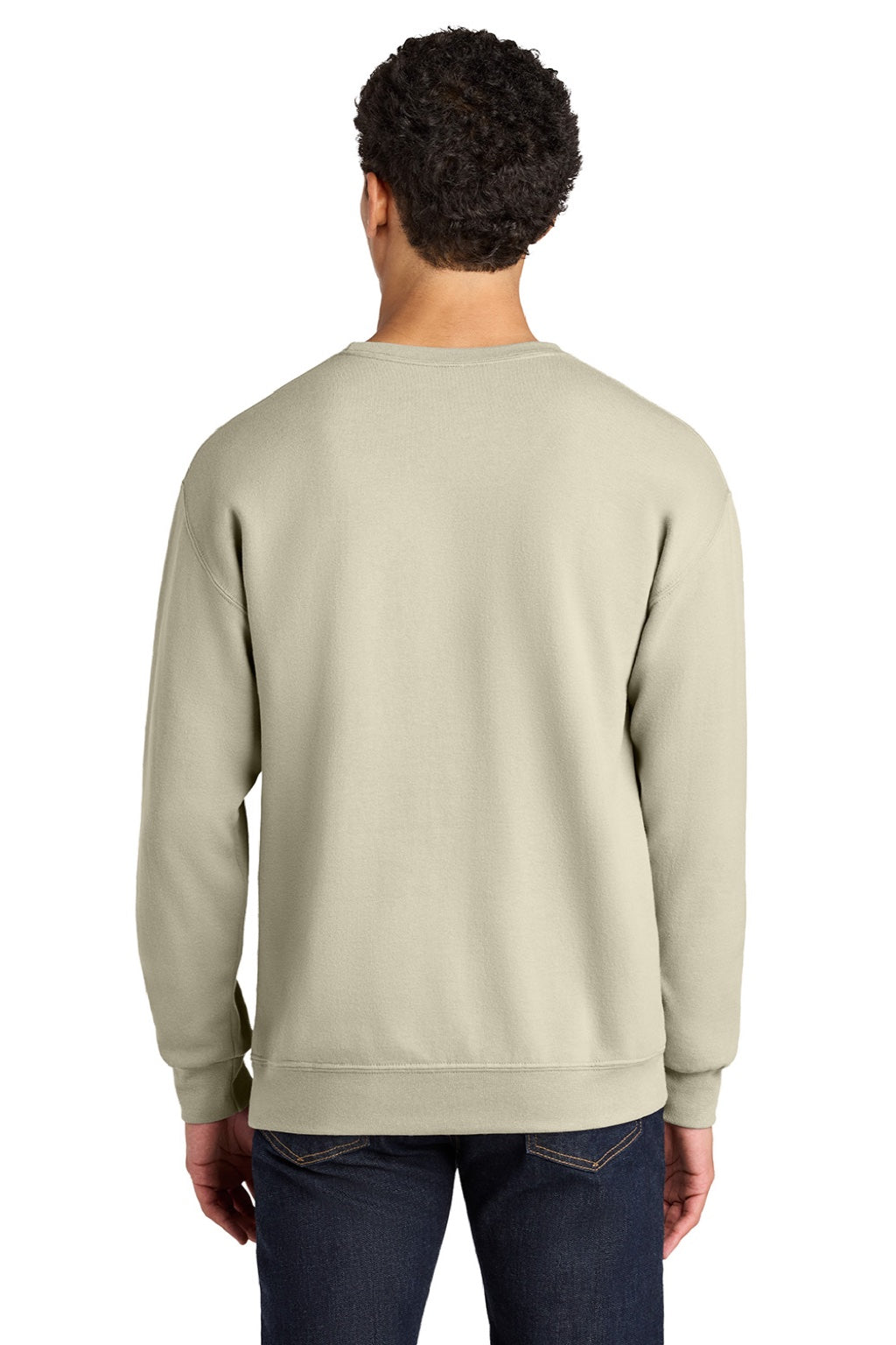 Jerzees IC48M Mens Ultimate CVC Crewneck Sweatshirt Putty Model Back