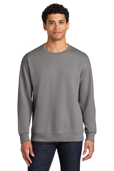 Jerzees IC48M Mens Ultimate CVC Crewneck Sweatshirt Rock Grey Model Front