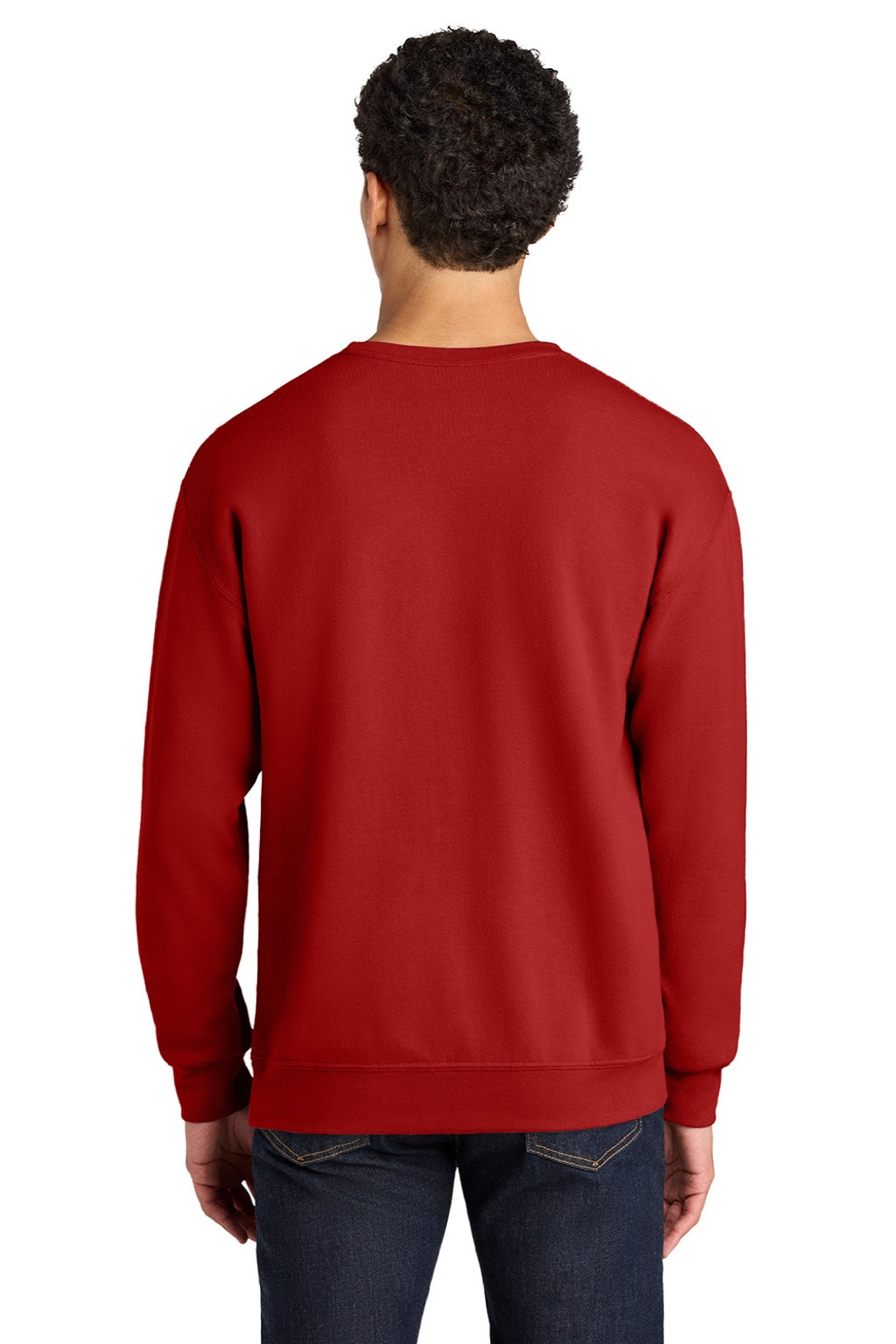 Jerzees IC48M Mens Ultimate CVC Crewneck Sweatshirt True Red Model Back