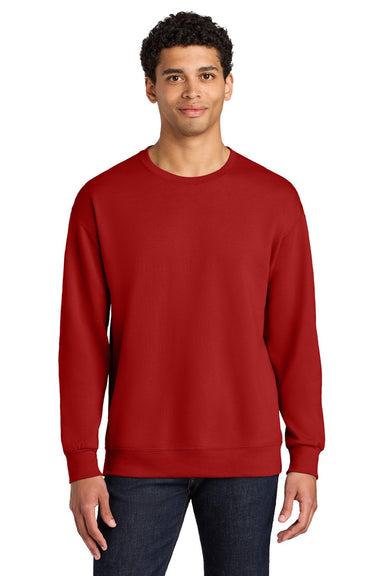 Jerzees IC48M Mens Ultimate CVC Crewneck Sweatshirt True Red Model Front