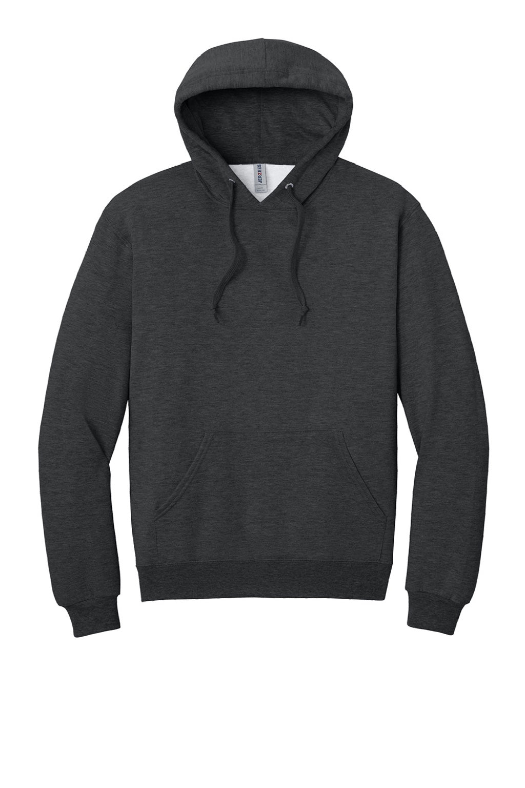 Jerzees IC49M Mens Ultimate CVC Hooded Sweatshirt Hoodie w/ Pouch Pocket Heather Black Ink Flat Front
