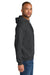 Jerzees IC49M Mens Ultimate CVC Hooded Sweatshirt Hoodie w/ Pouch Pocket Heather Black Ink Model Side