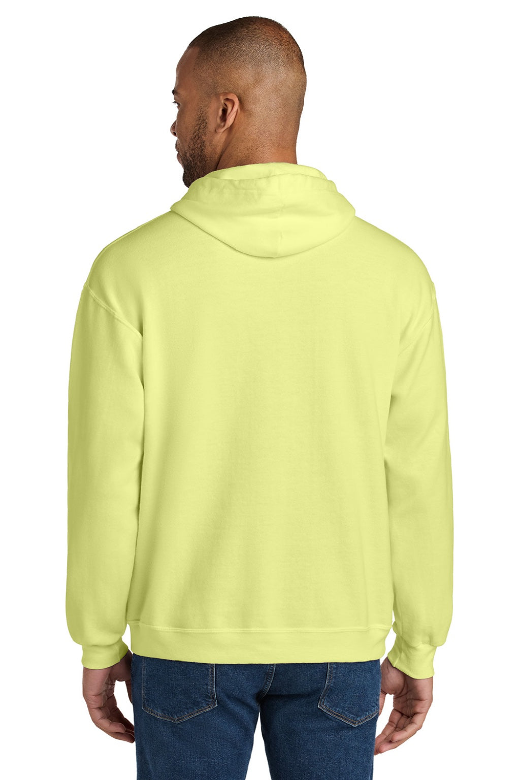 Jerzees IC49M Mens Ultimate CVC Hooded Sweatshirt Hoodie w/ Pouch Pocket Celery Juice Model Back