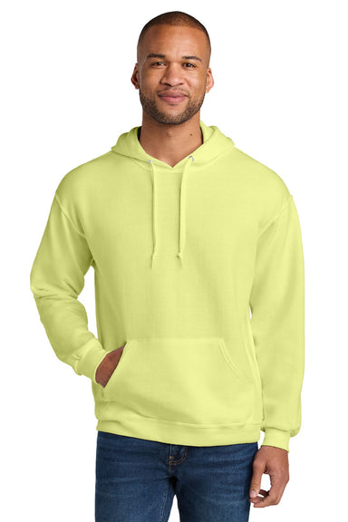 Jerzees IC49M Mens Ultimate CVC Hooded Sweatshirt Hoodie w/ Pouch Pocket Celery Juice Model Front
