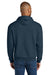 Jerzees IC49M Mens Ultimate CVC Hooded Sweatshirt Hoodie w/ Pouch Pocket Heather Indigo Blue Model Back