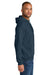 Jerzees IC49M Mens Ultimate CVC Hooded Sweatshirt Hoodie w/ Pouch Pocket Heather Indigo Blue Model Side