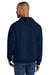 Jerzees IC49M Mens Ultimate CVC Hooded Sweatshirt Hoodie w/ Pouch Pocket Navy Blue Model Back