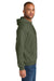 Jerzees IC49M Mens Ultimate CVC Hooded Sweatshirt Hoodie w/ Pouch Pocket Heather Military Green Model Side