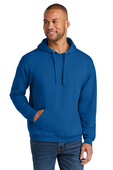 Jerzees IC49M Mens Ultimate CVC Hooded Sweatshirt Hoodie w/ Pouch Pocket Royal Blue Model Front