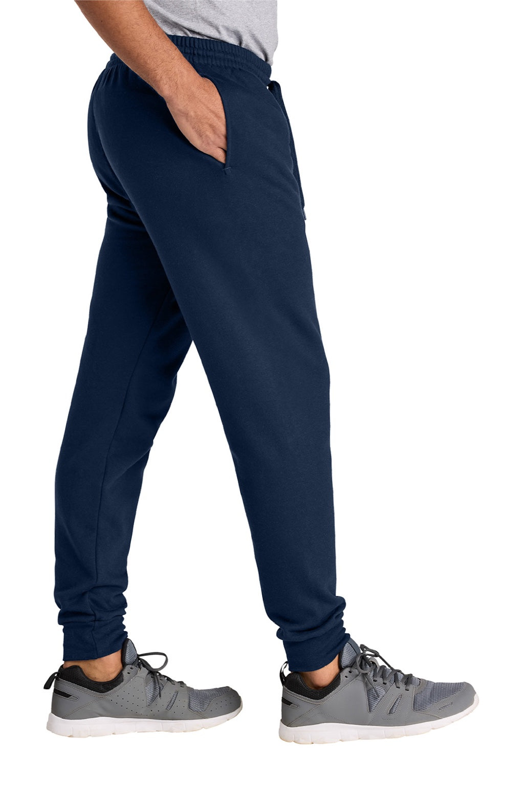 Jerzees IC50M Mens Ultimate CVC Jogger Sweatpants w/ Pockets Navy Blue Model Side