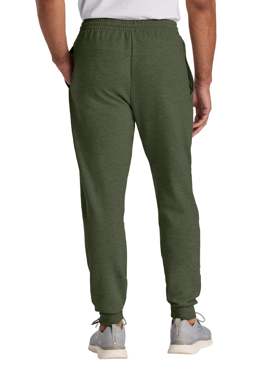 Jerzees IC50M Mens Ultimate CVC Jogger Sweatpants w/ Pockets Heather Military Green Model Back