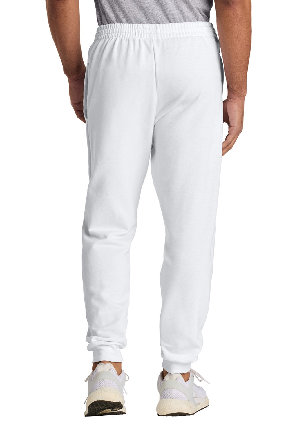 Jerzees IC50M Mens Ultimate CVC Jogger Sweatpants w/ Pockets White Model Back