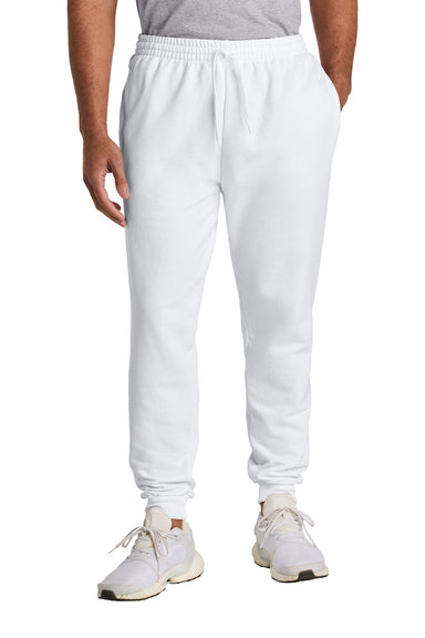 Jerzees IC50M Mens Ultimate CVC Jogger Sweatpants w/ Pockets White Model Front