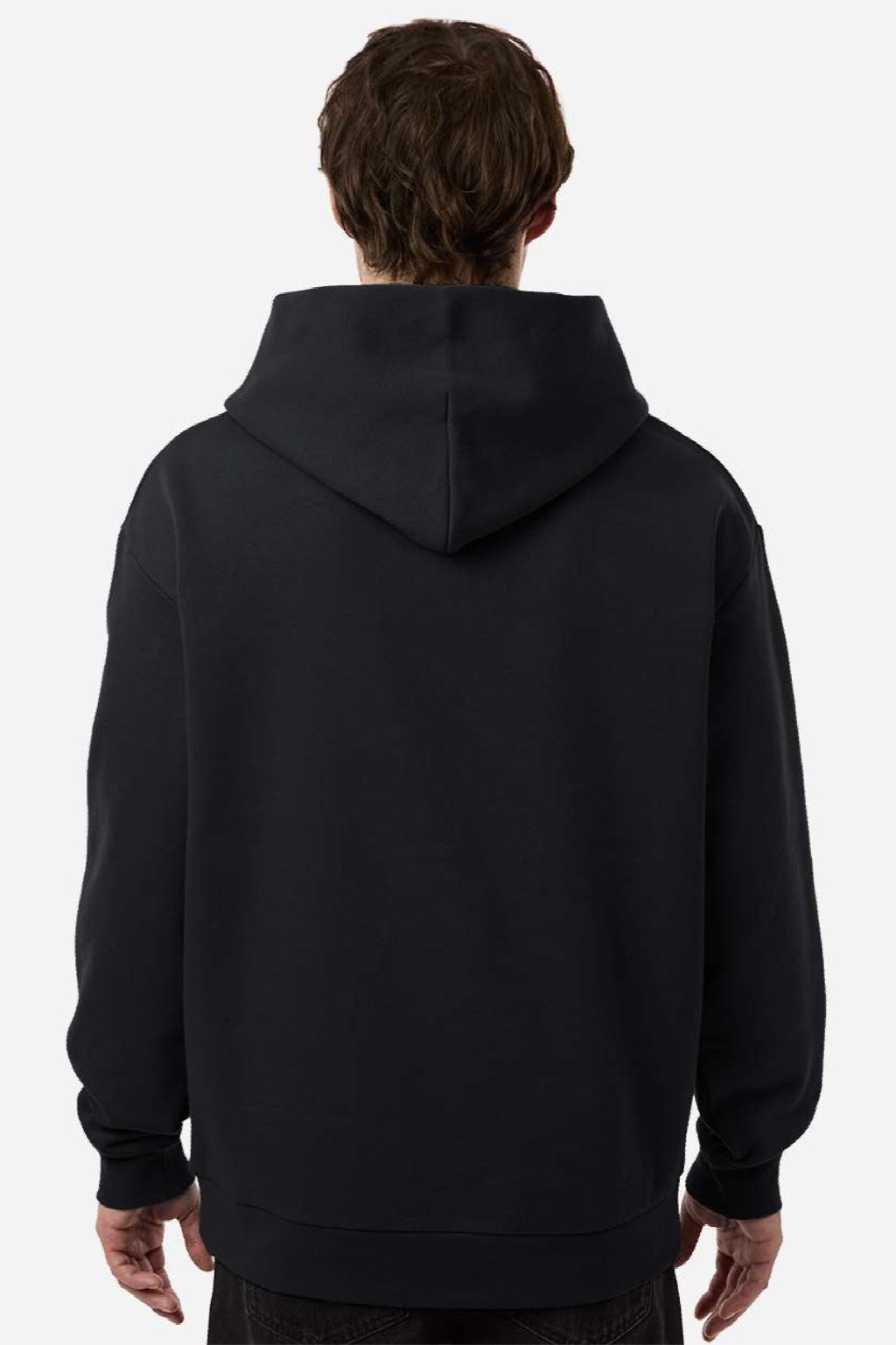 Independent Trading Company IND330BLV Mens Boulevard Heavyweight Hooded Sweatshirt Hoodie w/ Pouch Pocket Black Model Back