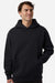 Independent Trading Company IND330BLV Mens Boulevard Heavyweight Hooded Sweatshirt Hoodie w/ Pouch Pocket Black Model Front