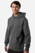 Independent Trading Company IND330BLV Mens Boulevard Heavyweight Hooded Sweatshirt Hoodie w/ Pouch Pocket Pigment Black Model Side
