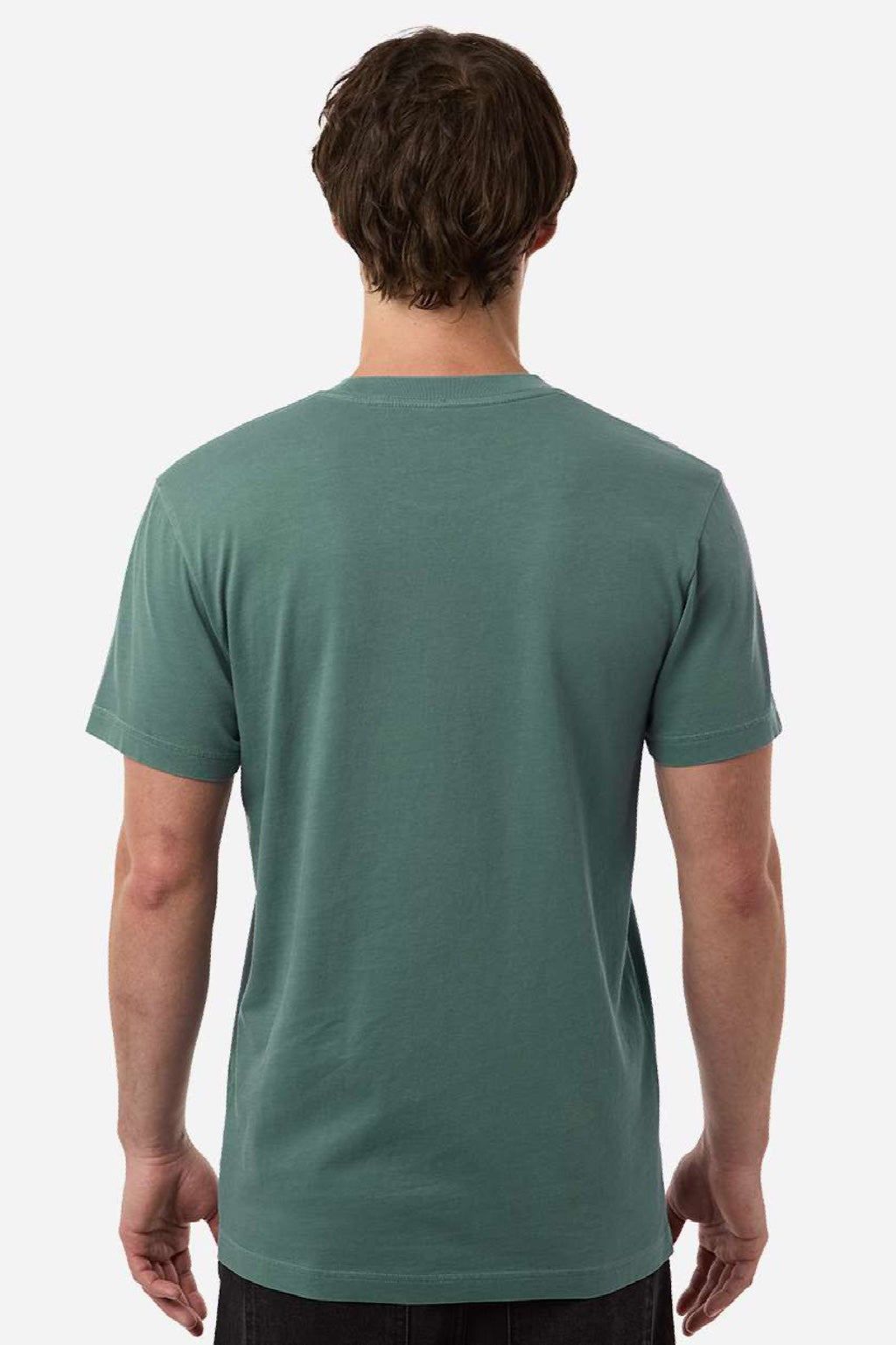 Independent Trading Company PRM180PT Mens Premium Pigment Dyed Short Sleeve Crewneck T-Shirt Pigment Alpine Green Model Back
