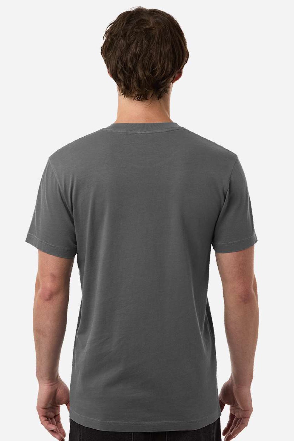 Independent Trading Company PRM180PT Mens Premium Pigment Dyed Short Sleeve Crewneck T-Shirt Pigment Black Model Back