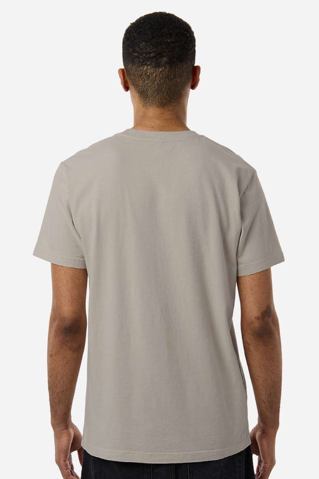 Independent Trading Company PRM180PT Mens Premium Pigment Dyed Short Sleeve Crewneck T-Shirt Pigment Cement Grey Model Back