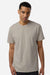 Independent Trading Company PRM180PT Mens Premium Pigment Dyed Short Sleeve Crewneck T-Shirt Pigment Cement Grey Model Front