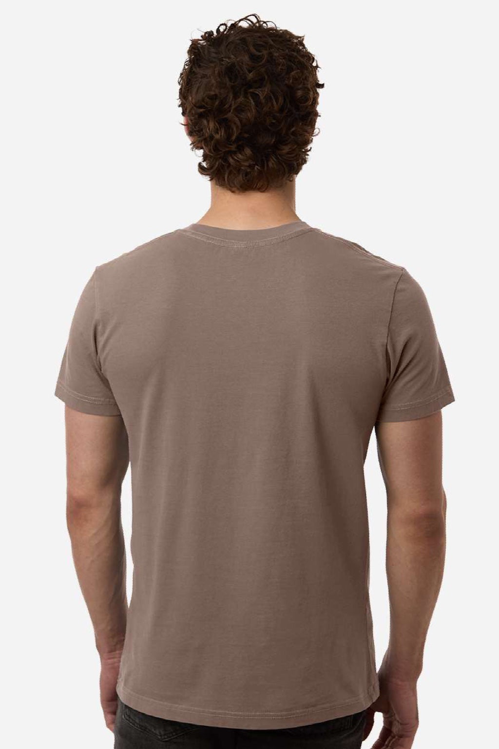 Independent Trading Company PRM180PT Mens Premium Pigment Dyed Short Sleeve Crewneck T-Shirt Pigment Clay Brown Model Back