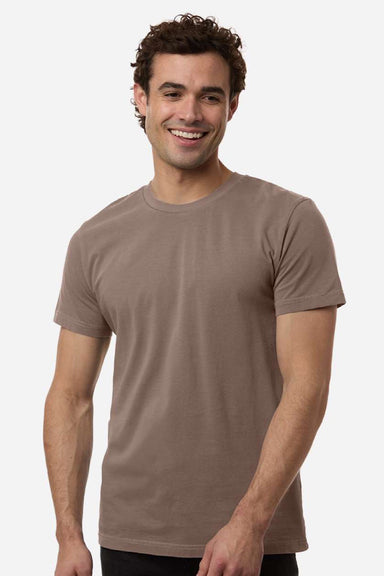 Independent Trading Company PRM180PT Mens Premium Pigment Dyed Short Sleeve Crewneck T-Shirt Pigment Clay Brown Model Front