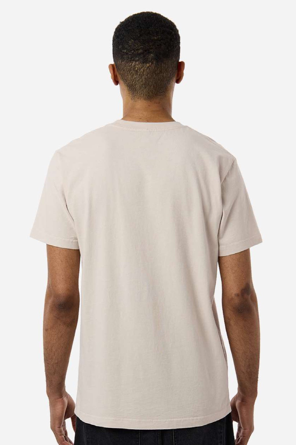Independent Trading Company PRM180PT Mens Premium Pigment Dyed Short Sleeve Crewneck T-Shirt Pigment Ivory Model Back