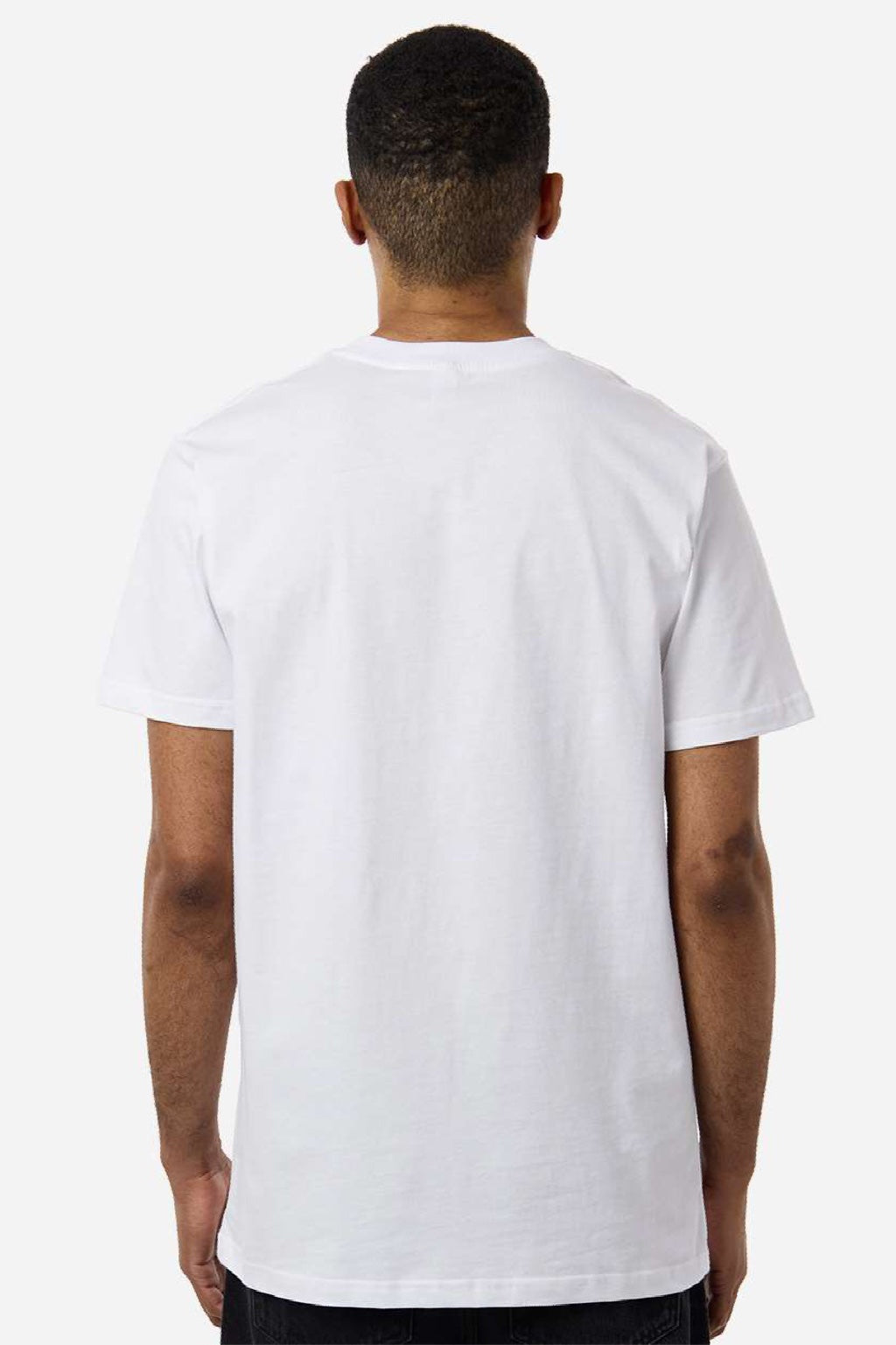 Independent Trading Company PRM180PT Mens Premium Pigment Dyed Short Sleeve Crewneck T-Shirt White Model Back