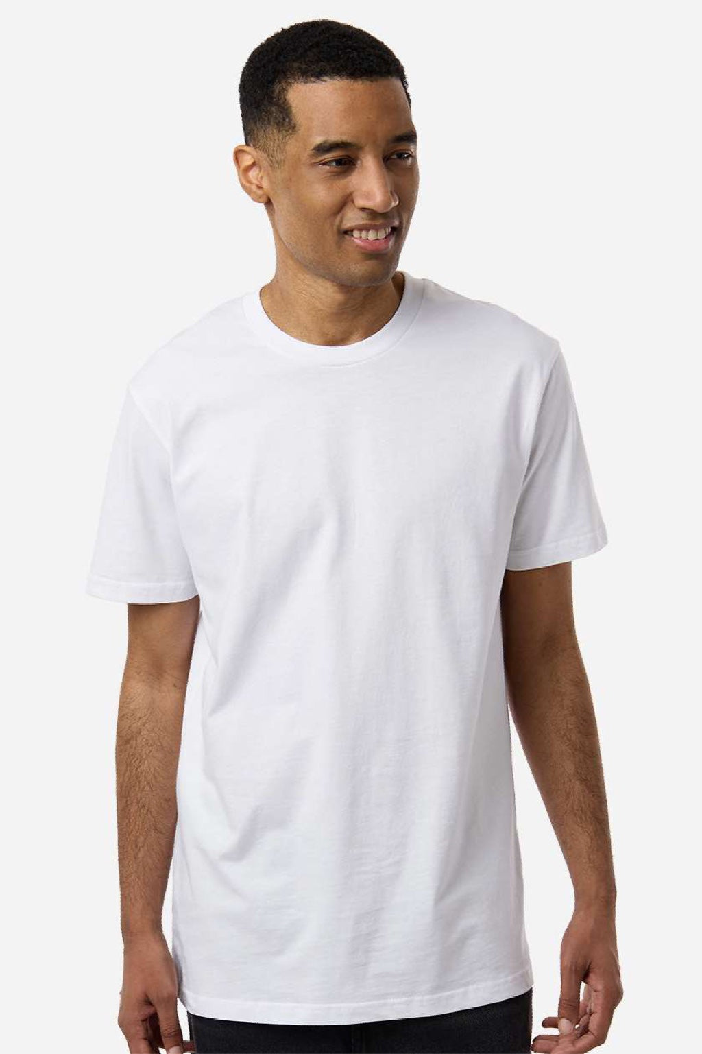 Independent Trading Company PRM180PT Mens Premium Pigment Dyed Short Sleeve Crewneck T-Shirt White Model Front