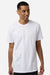 Independent Trading Company PRM180PT Mens Premium Pigment Dyed Short Sleeve Crewneck T-Shirt White Model Front