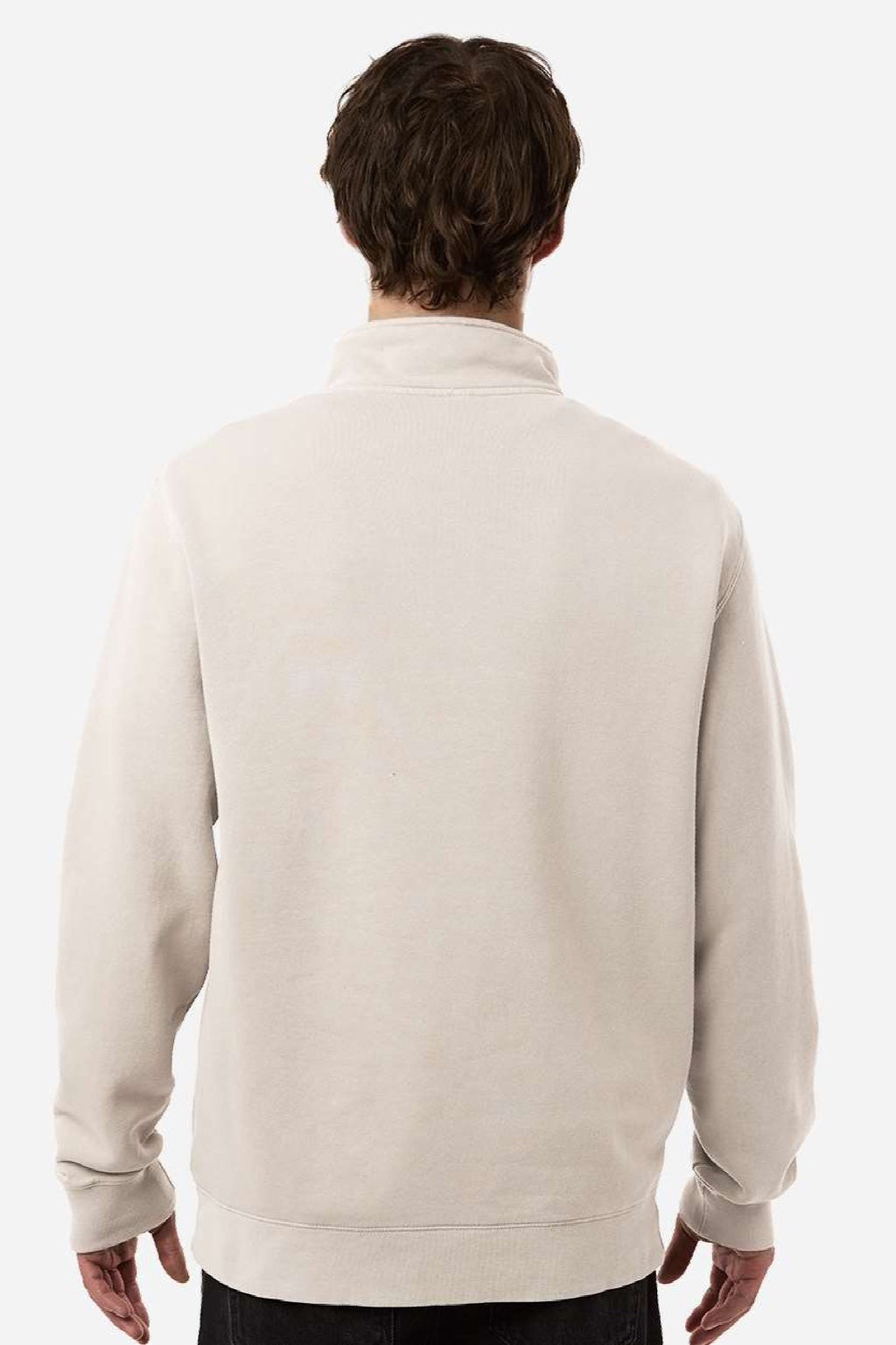 Independent Trading Company PRM4600QZ Mens Pigment Dyed 1/4 Zip Sweatshirt Pigment Ivory Model Back