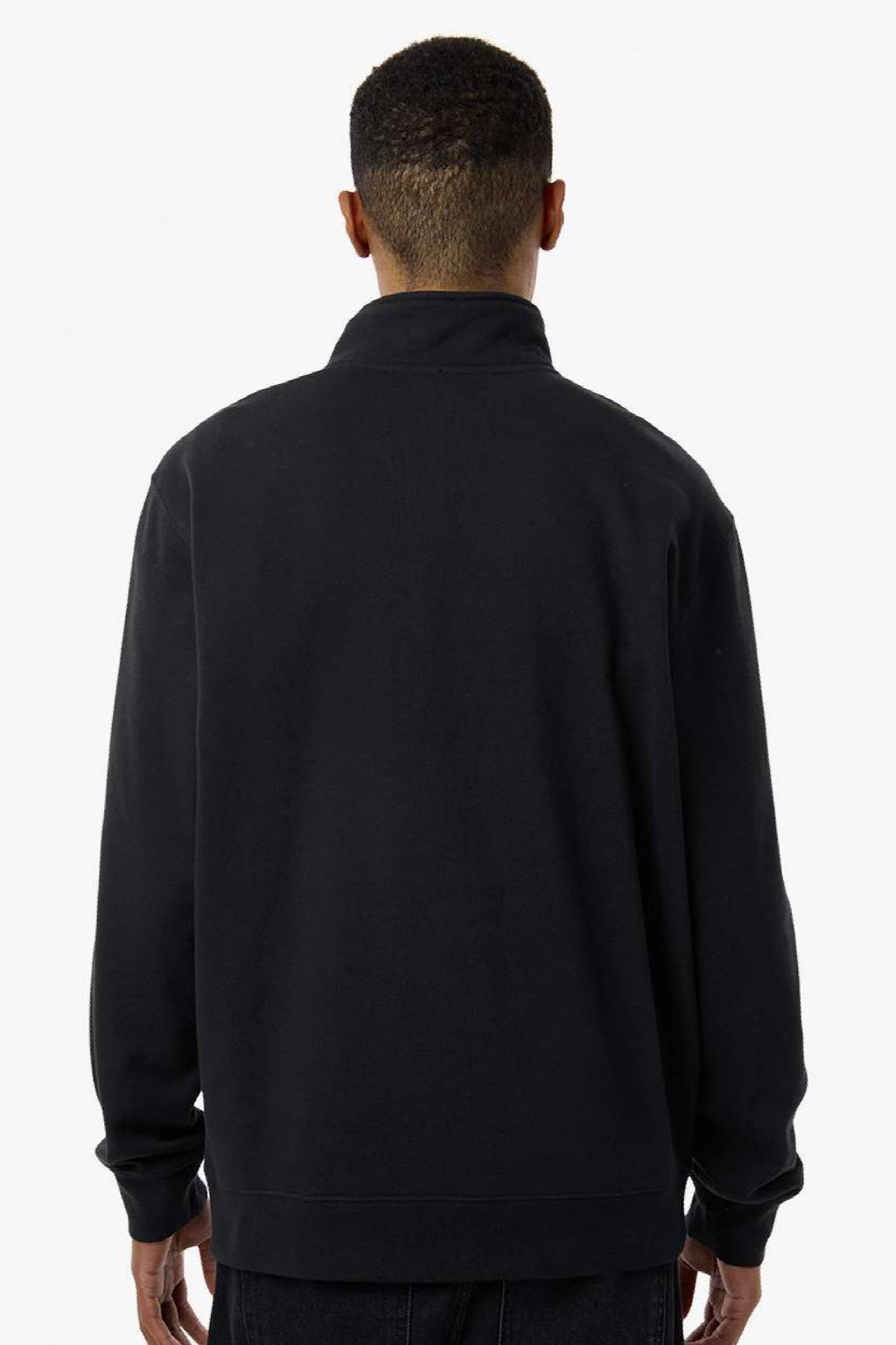 Independent Trading Company SS4600QZ Mens 1/4 Zip Sweatshirt Black Model Back