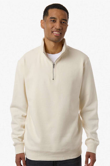 Independent Trading Company SS4600QZ Mens 1/4 Zip Sweatshirt Bone Model Front
