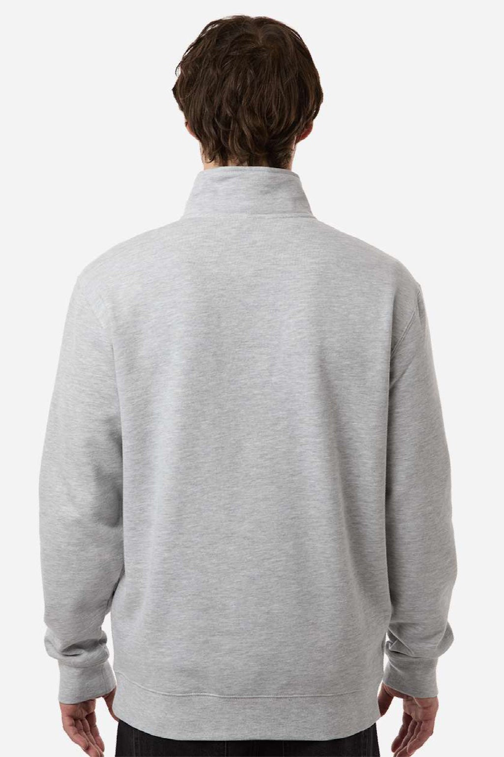 Independent Trading Company SS4600QZ Mens 1/4 Zip Sweatshirt Heather Grey Model Back