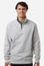 Independent Trading Company SS4600QZ Mens 1/4 Zip Sweatshirt Heather Grey Model Front