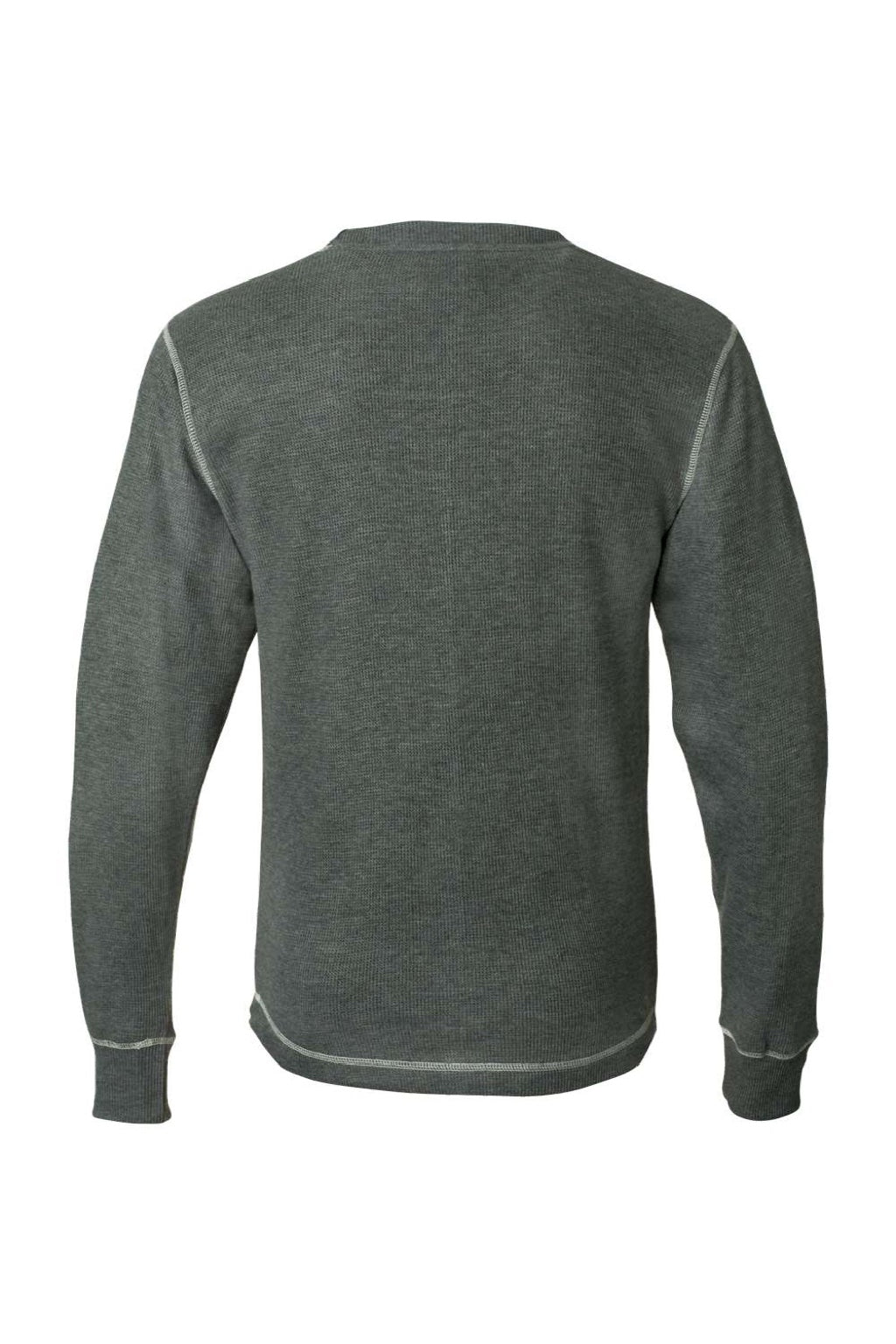 J America 8238 Mens Vintage Thermal Long Sleeve Crewneck T-Shirt Heather Charcoal Grey Flat Back
