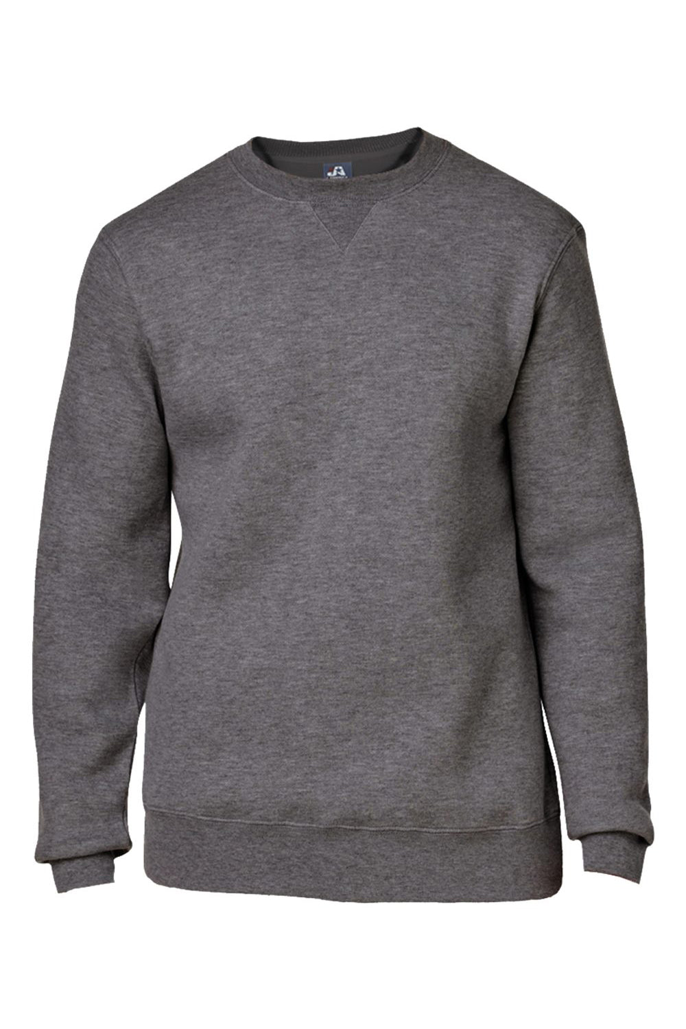 J America 8424JA Mens Premium Fleece Crewneck Sweatshirt Heather Charcoal Grey Flat Front