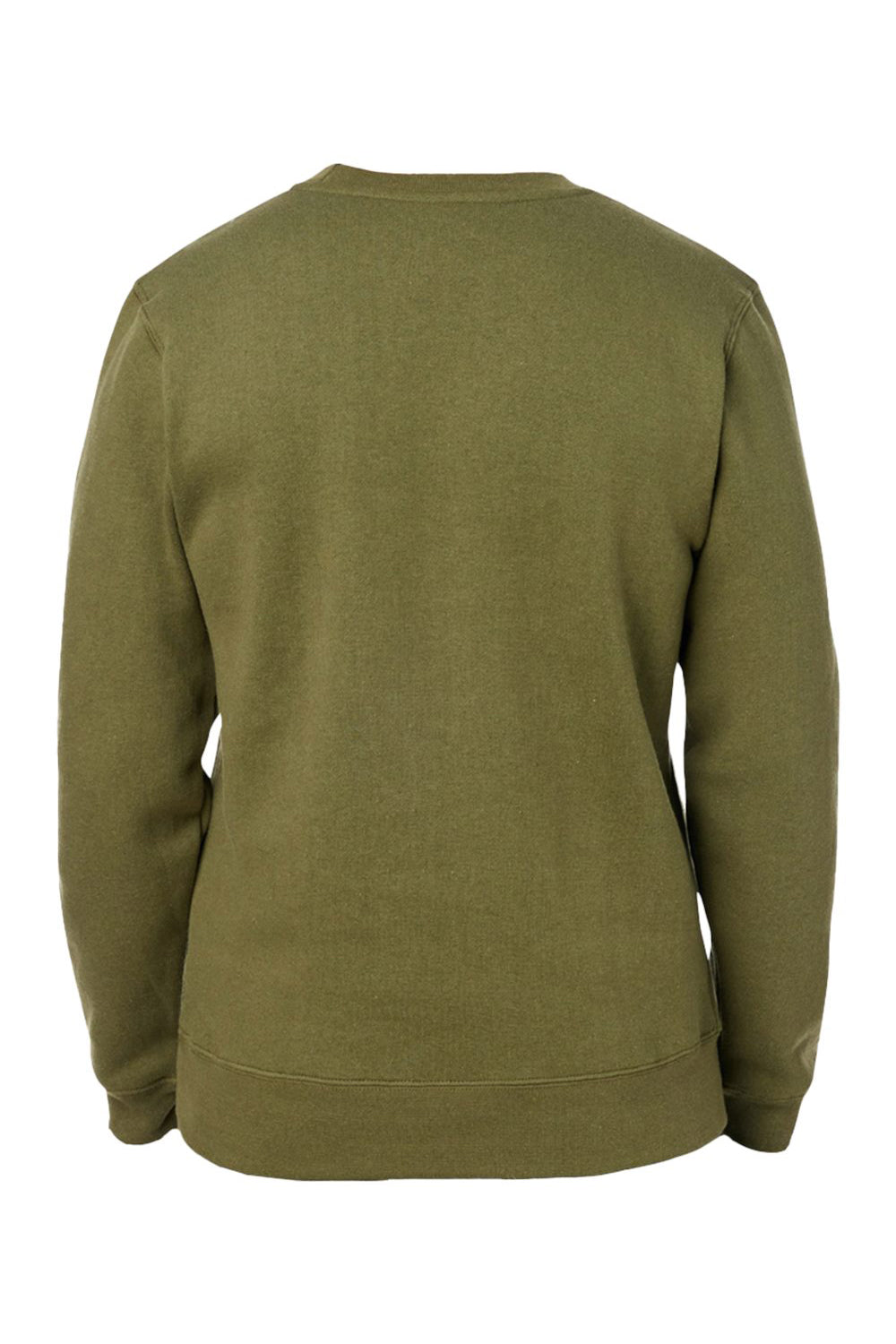 J America 8424JA Mens Premium Fleece Crewneck Sweatshirt Military Green Flat Back