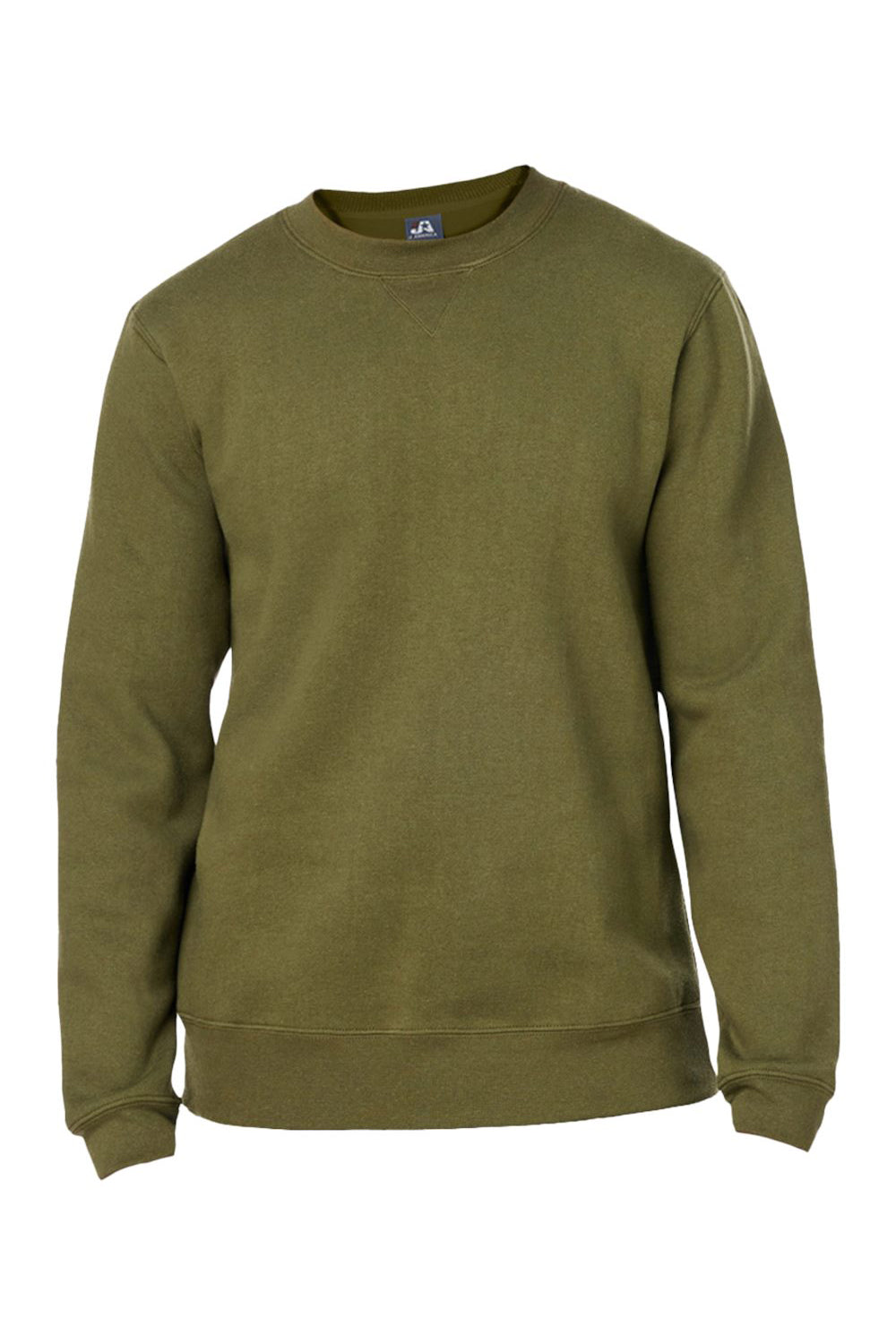 J America 8424JA Mens Premium Fleece Crewneck Sweatshirt Military Green Flat Front