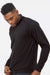 J America 8434 Mens Omega Sueded Terry 1/4 Zip Sweatshirt w/ Pockets Black Triblend Model Side