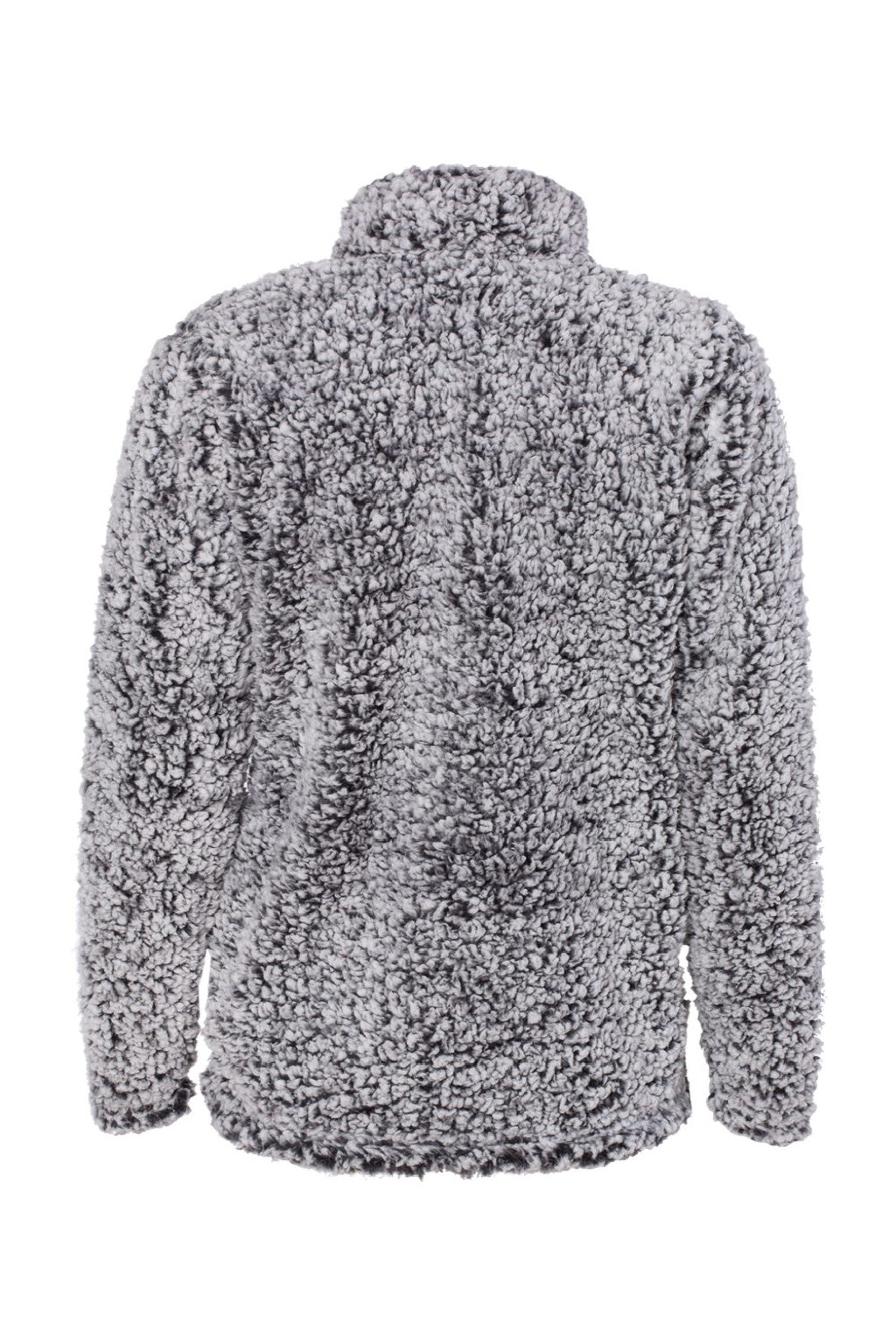 J America 8451 Womens Epic Sherpa Fleece 1/4 Zip Sweatshirt Heather Black Flat Back