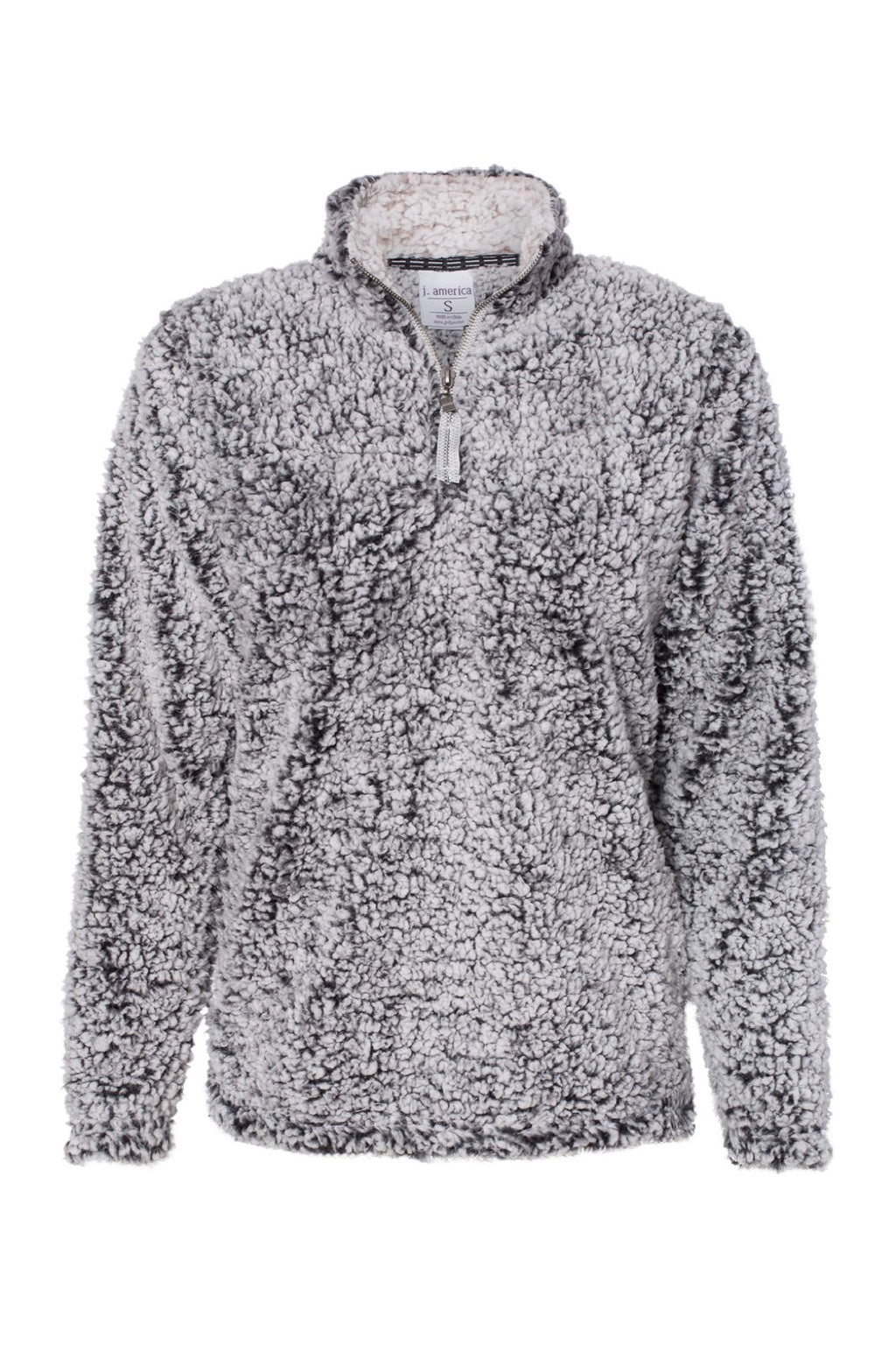 J America 8451 Womens Epic Sherpa Fleece 1/4 Zip Sweatshirt Heather Black Flat Front