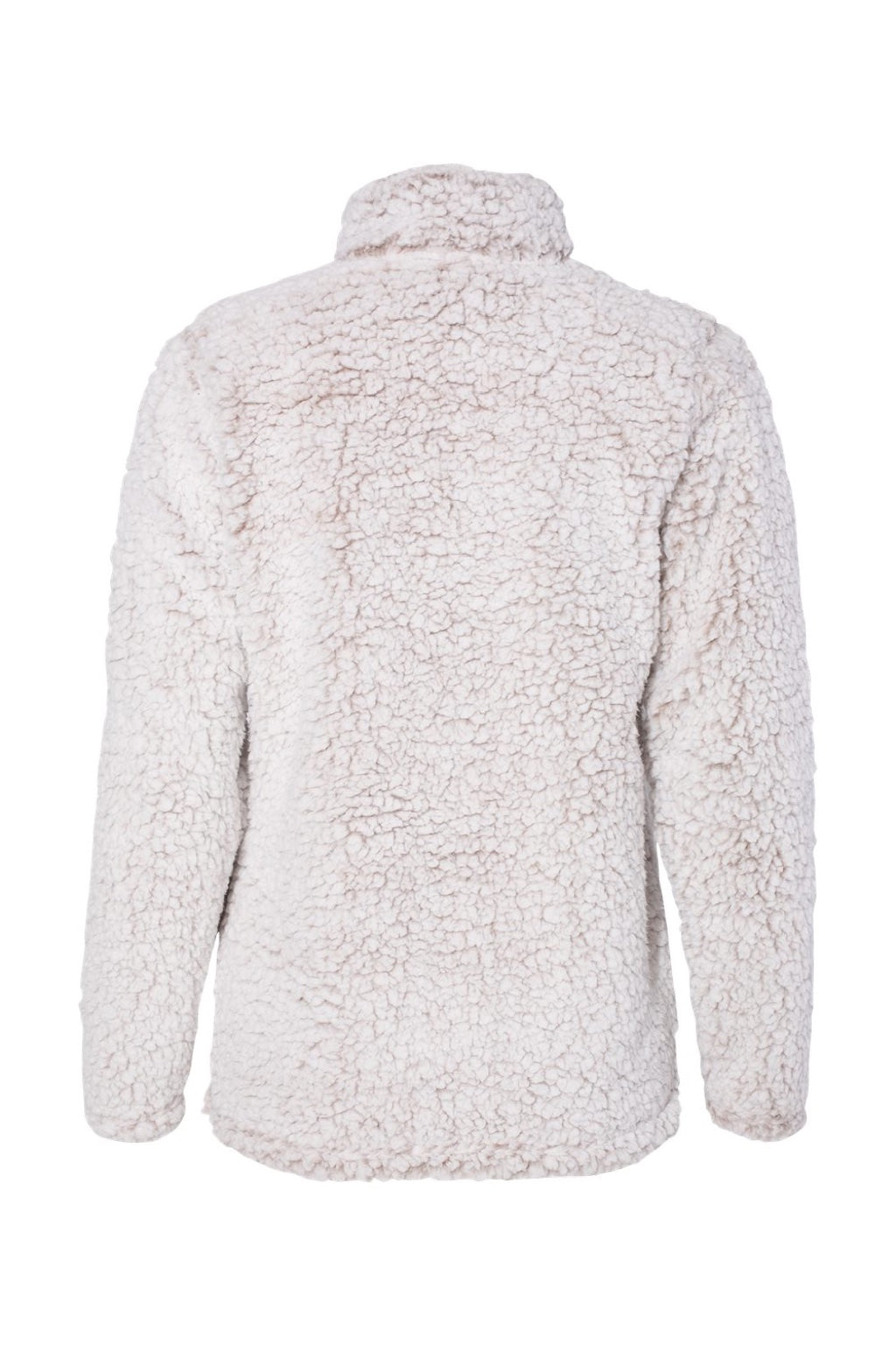 J America 8451 Womens Epic Sherpa Fleece 1/4 Zip Sweatshirt Heather Oatmeal Flat Back