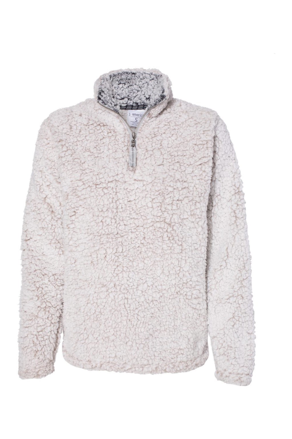 J America 8451 Womens Epic Sherpa Fleece 1/4 Zip Sweatshirt Heather Oatmeal Flat Front