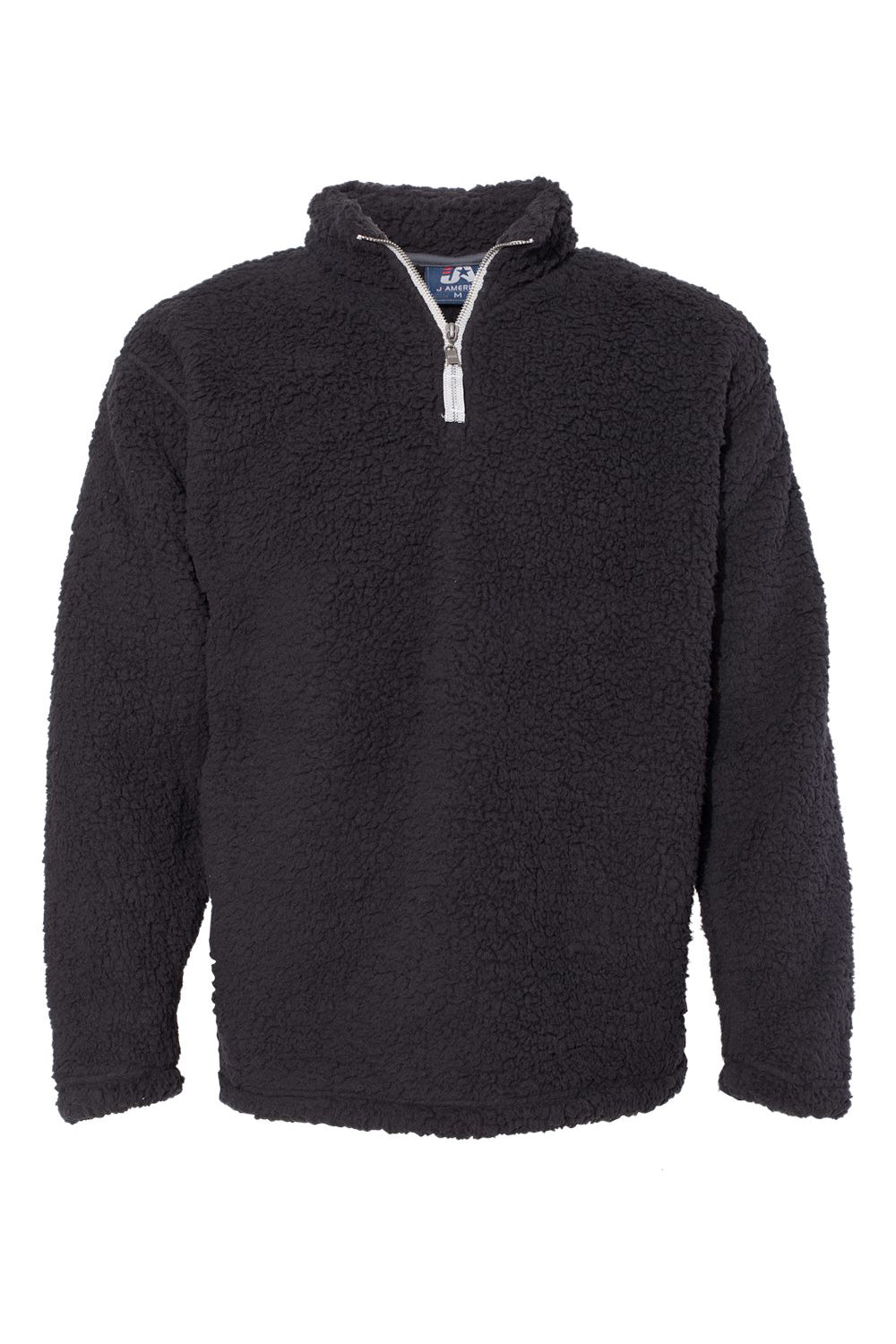 J America JA8454/8454 Mens Epic Sherpa Fleece 1/4 Zip Sweatshirt Black Flat Front