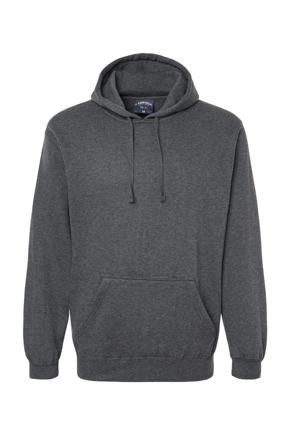 J America JA8815/8815 Mens Tailgate Fleece Hooded Sweatshirt Hoodie w/ Pouch Pocket Heather Charcoal Grey Flat Front