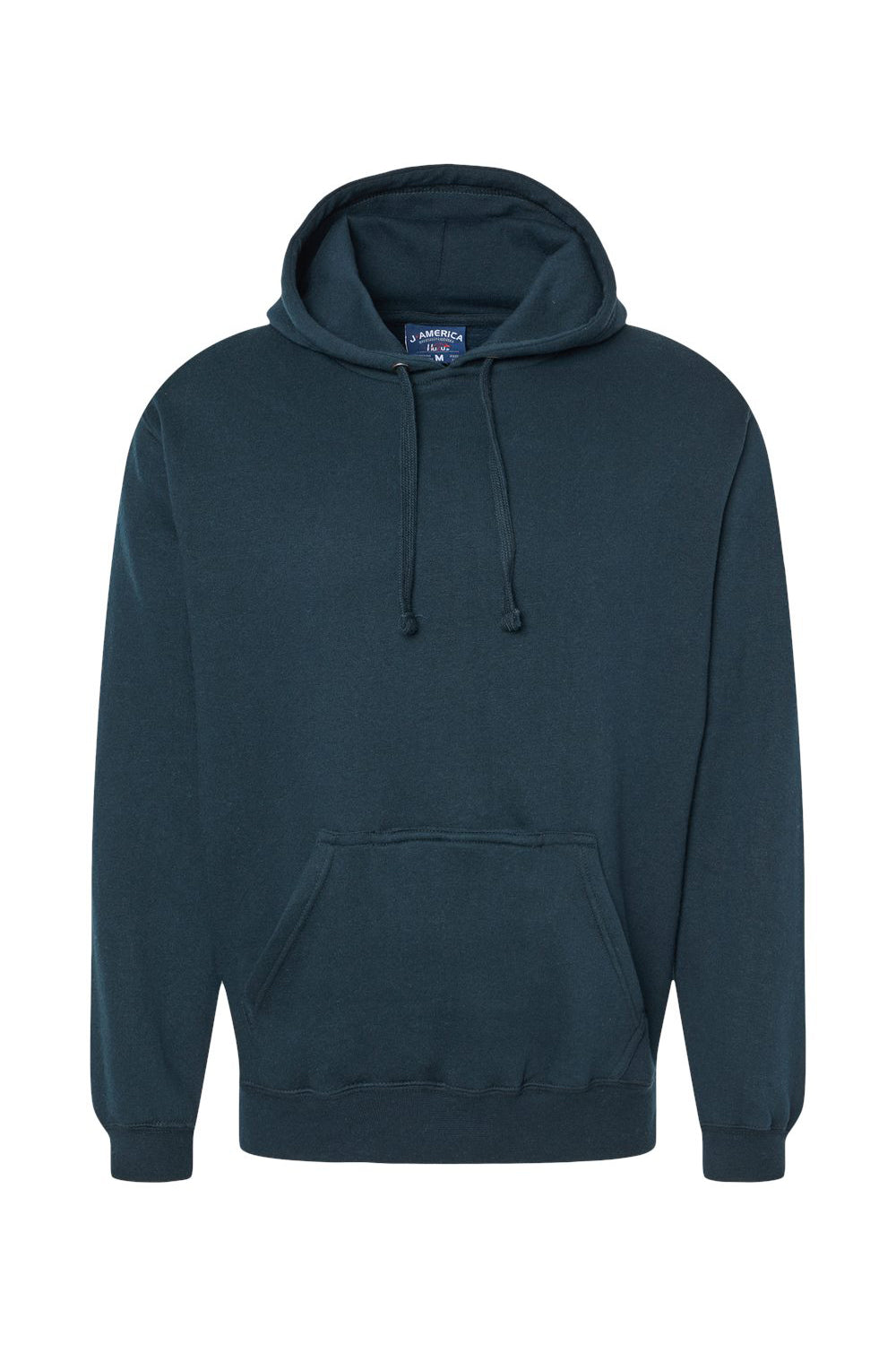 J America JA8815/8815 Mens Tailgate Fleece Hooded Sweatshirt Hoodie w/ Pouch Pocket Navy Blue Flat Front