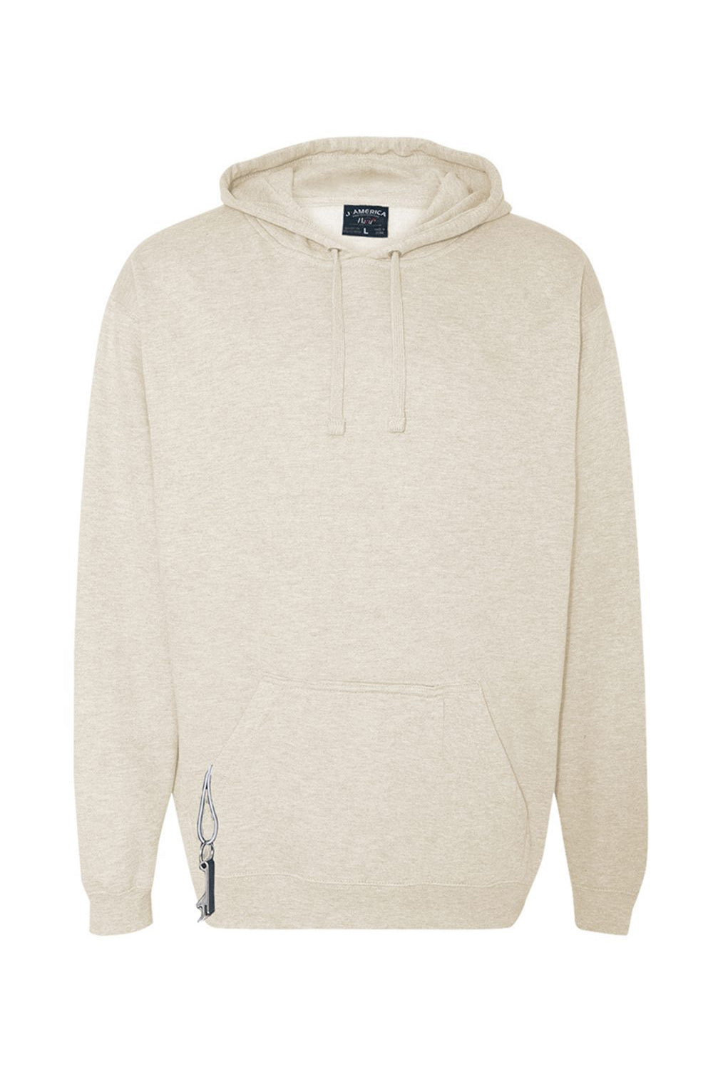 J America JA8815/8815 Mens Tailgate Fleece Hooded Sweatshirt Hoodie w/ Pouch Pocket Heather Oatmeal Flat Front